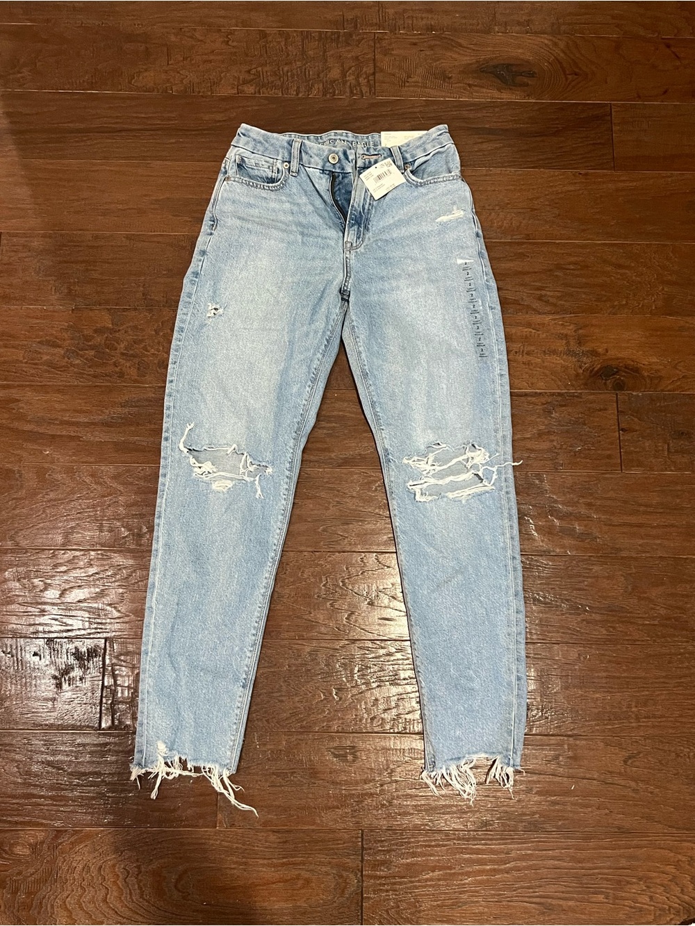 American Eagle Outfitters Light Blue Boyfriend Jeans with Distressed Knees